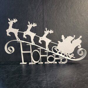 Tabletop Christmas Glittery White, Santa Sled and Reindeer